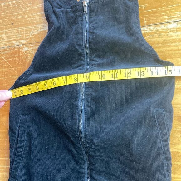 Forever 21 Black Corduroy Zip Sleeveless Overall Mini Dress Size S with Pockets - Picture 6 of 8
